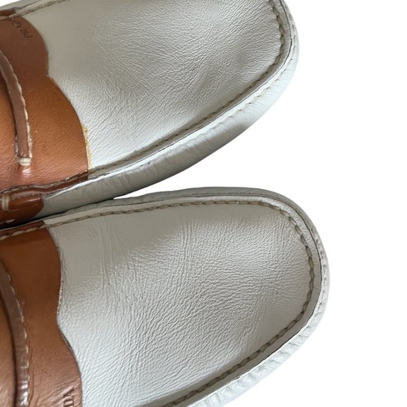 Prada Men\'s Cream & Cognac Leather Loafers Size 9 1/2